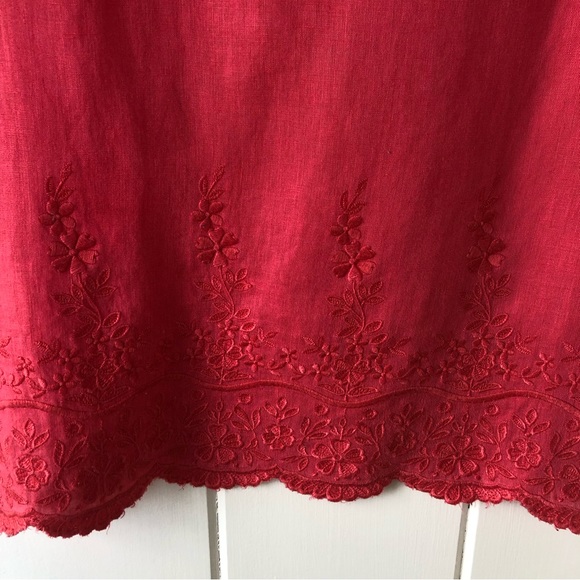 J CREW Factory Pink/Coral Embroidered Floral Shirt - Picture 6 of 13